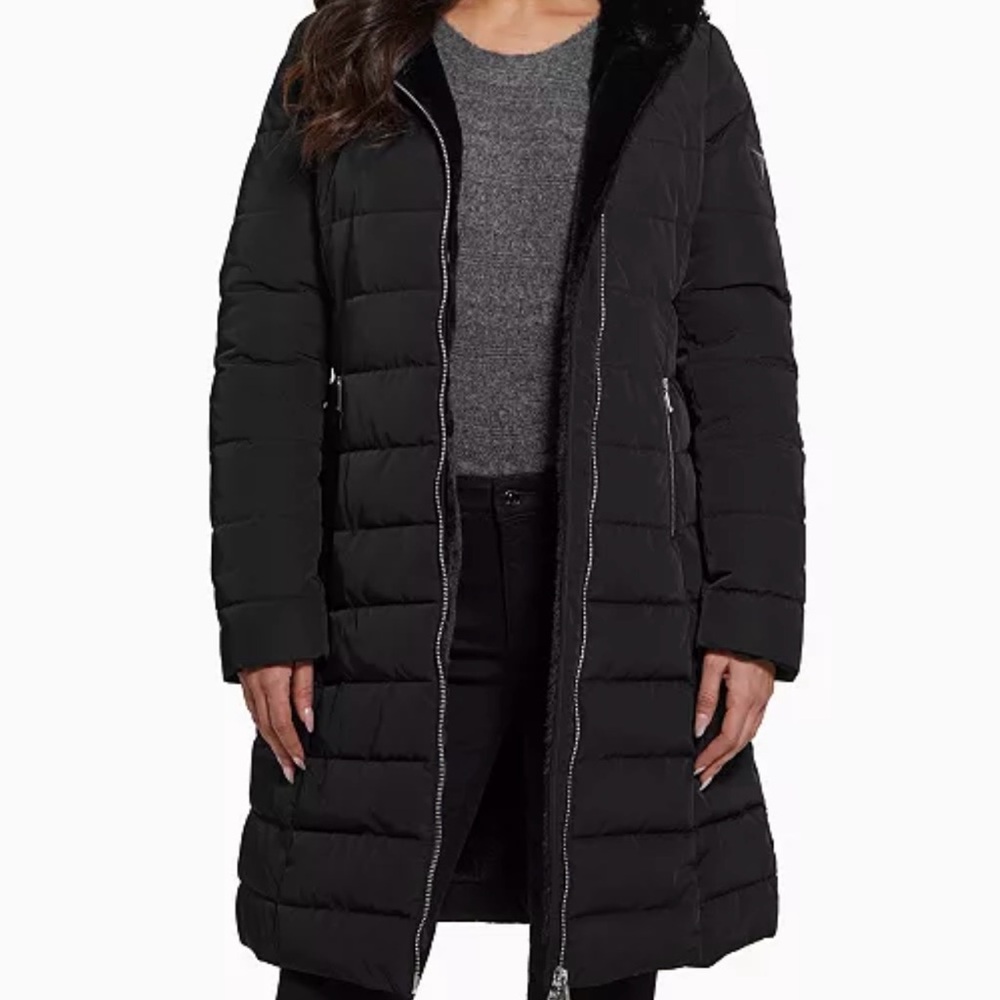 Guess Winter Jacket Women's Faux-Fur-Lined Hooded Puffer Coat Size Small NWT